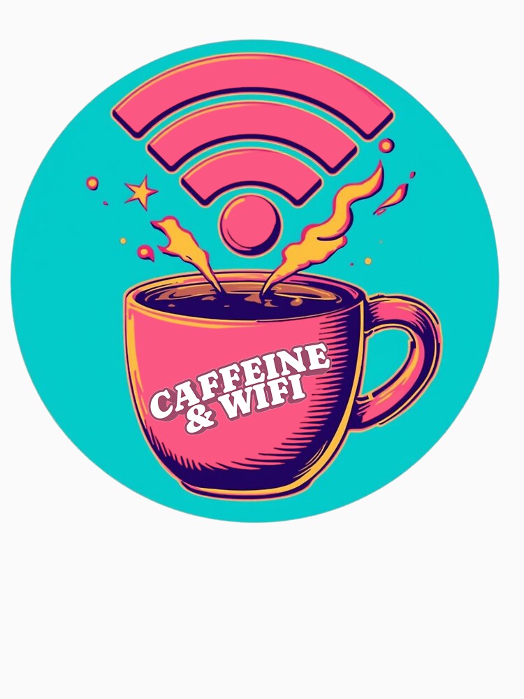 Caffeine and Wifi Powered - Funny Retro Freelancer & Digital Nomad Sticker by The Silly Grumpy Society