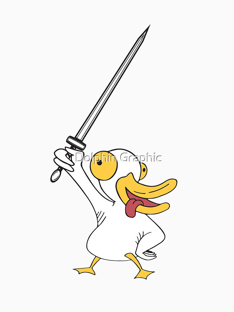 Duck With A Sword Funny Cute Face by Dolphin Graphic