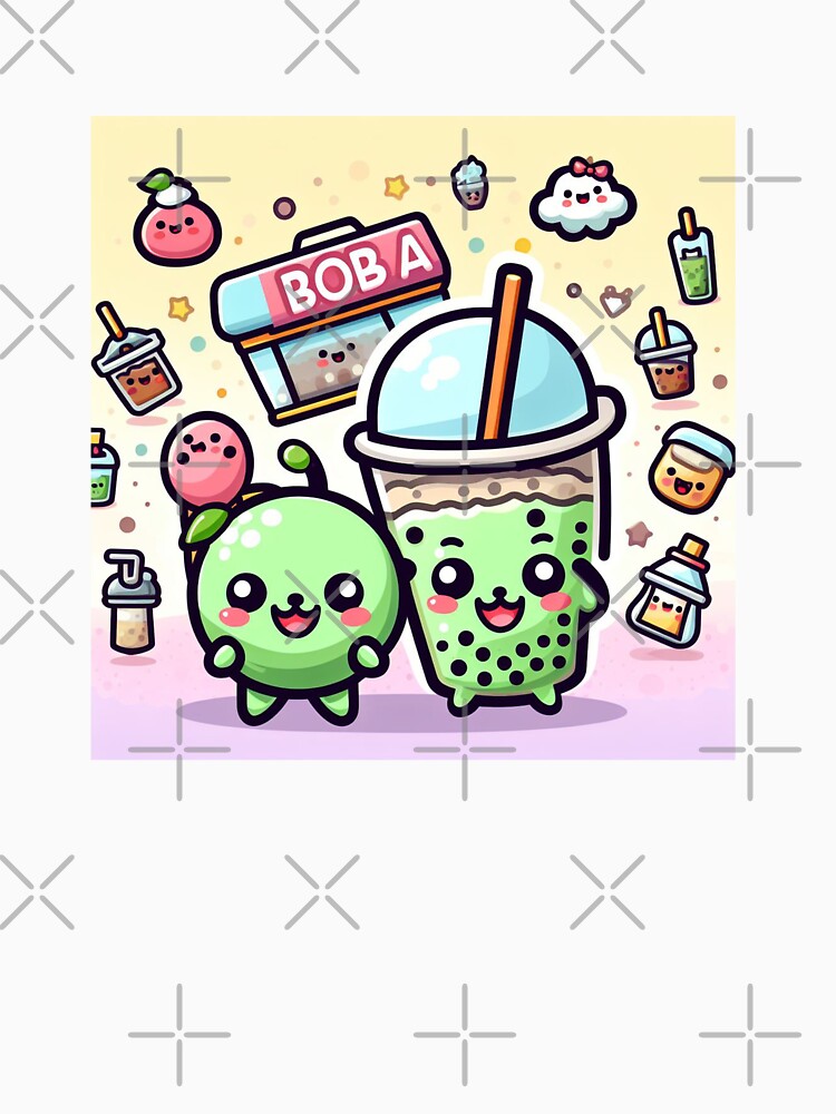 Bubble tea party with a Boba shop full background stickers and more by SaraDatCool