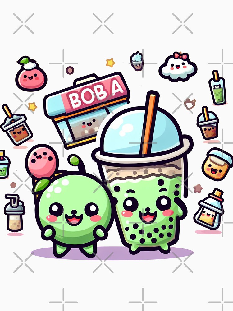 Bubble tea party with a boba shop stickers and more by SaraDatCool