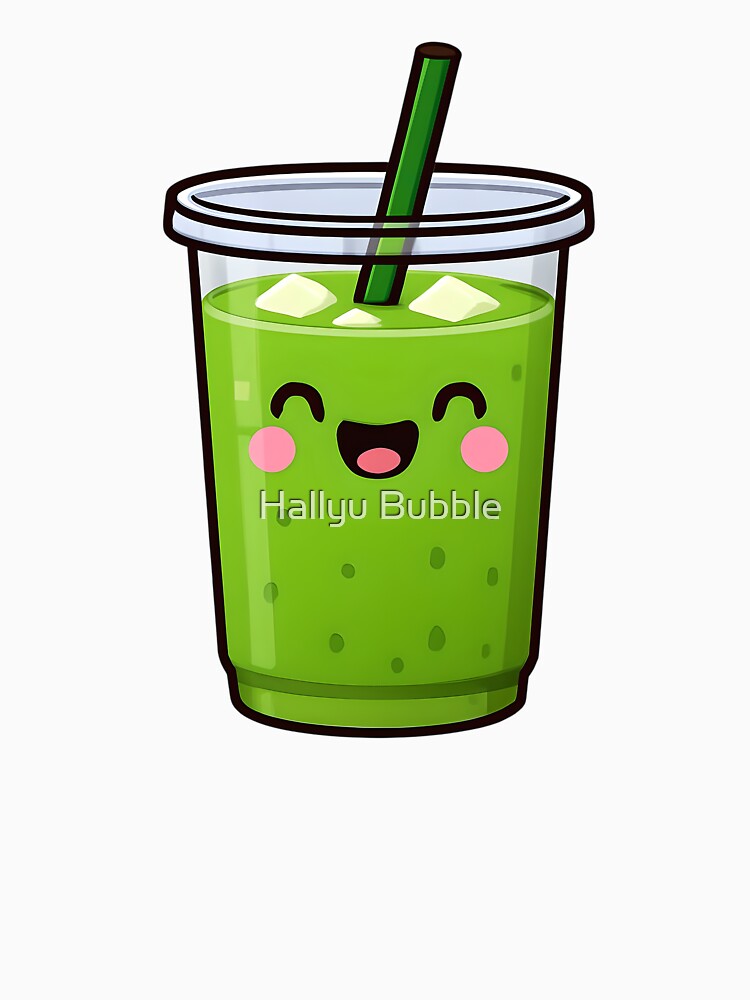 Iced matcha latte illustration by Hallyu Bubble