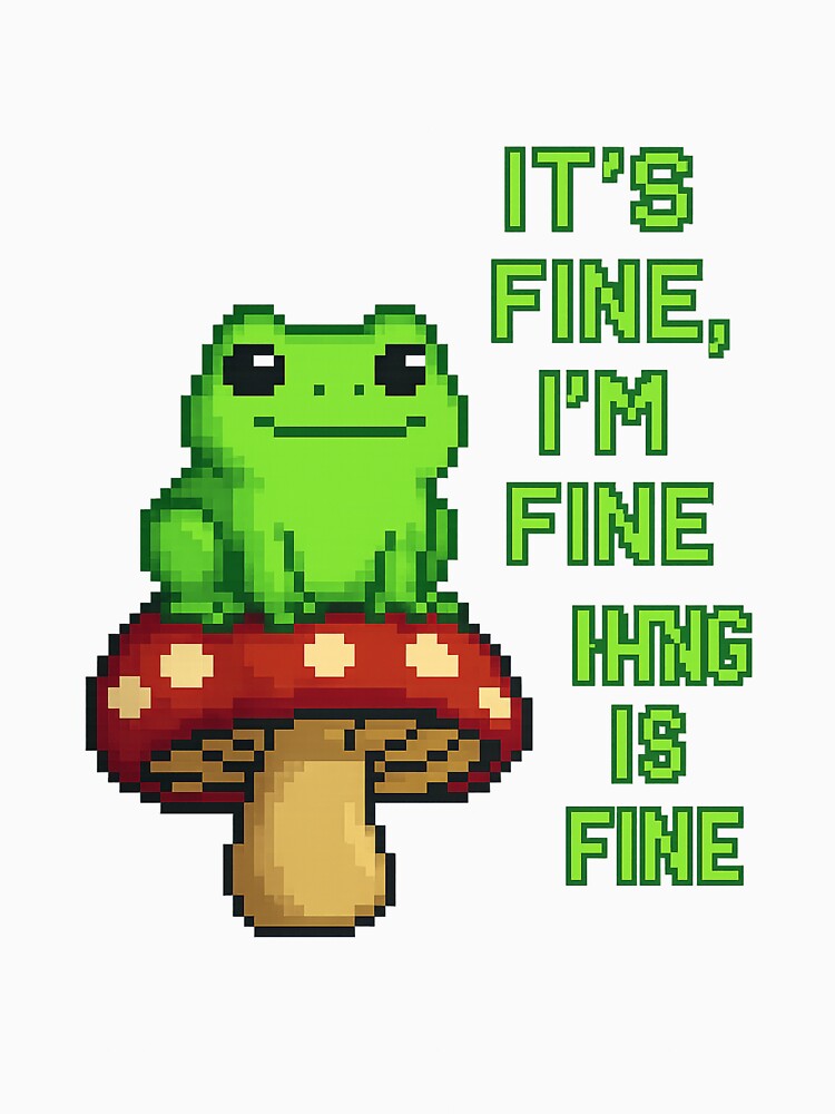 It’s Fine I’m Fine Frog on Mushroom by TwillTees
