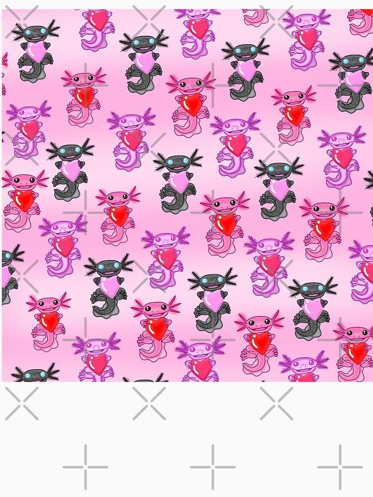 Axolotl loves you pattern pink by KatyChristoff