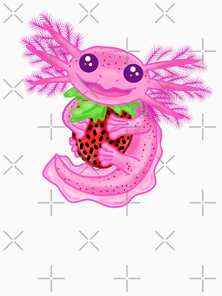 Axolotl hugs strawberry by KatyChristoff