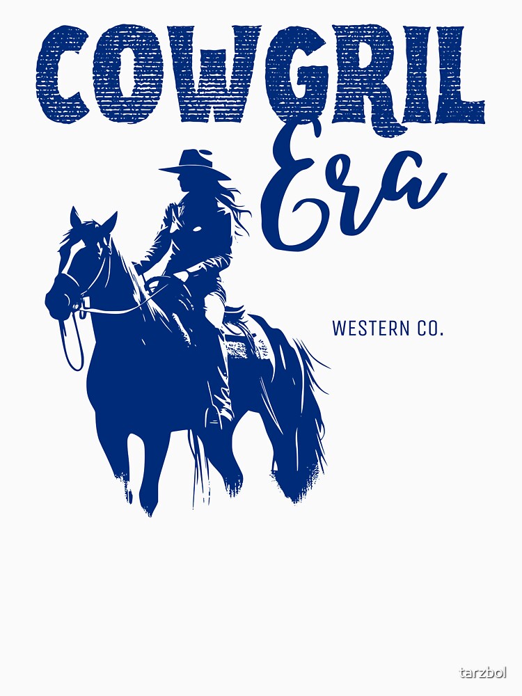 COWGIRL Era | Vintage Blue Cowgirl Silhouette and Horse Print by tarzbol