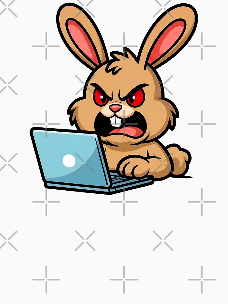 Stressed Bunny with Laptop - Angry Rabbit Working Mascot by MavtM