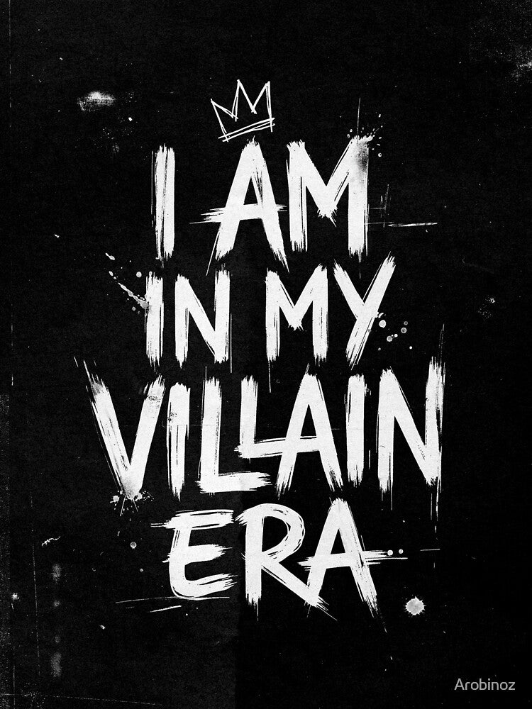 "I Am In My Villain Era Distressed Typography Crown Grunge Black Aesthetic" by Arobinoz