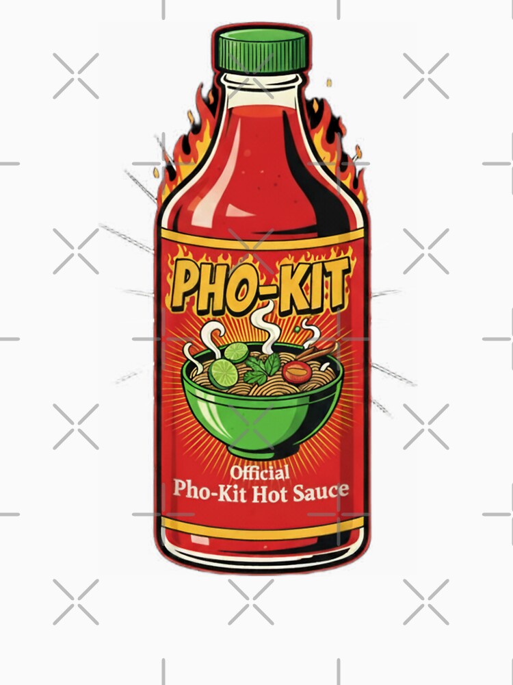 Official Pho-Kit Hot Sauce Bottle Funny by Oommen Studio