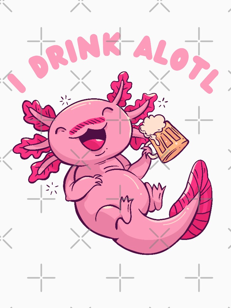 Cute Funny Axolotl Drinking Beer Gift by DadJokeDescript