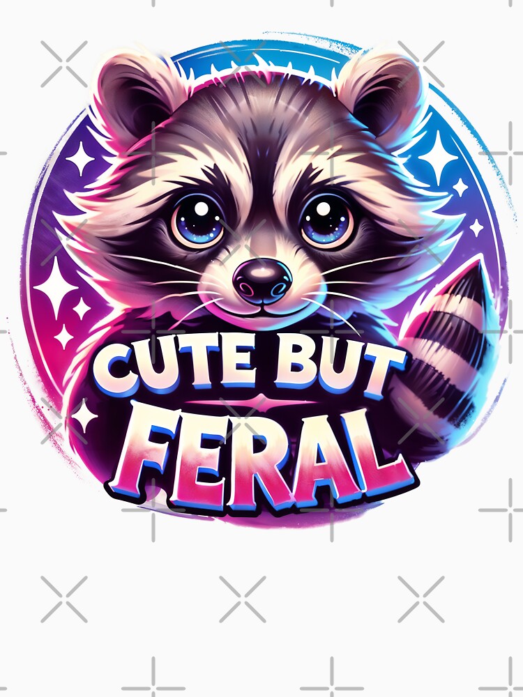 Cute But Feral Funny Raccoon – Colorful Meme for Raccoon Lovers by Victor Shadehorn