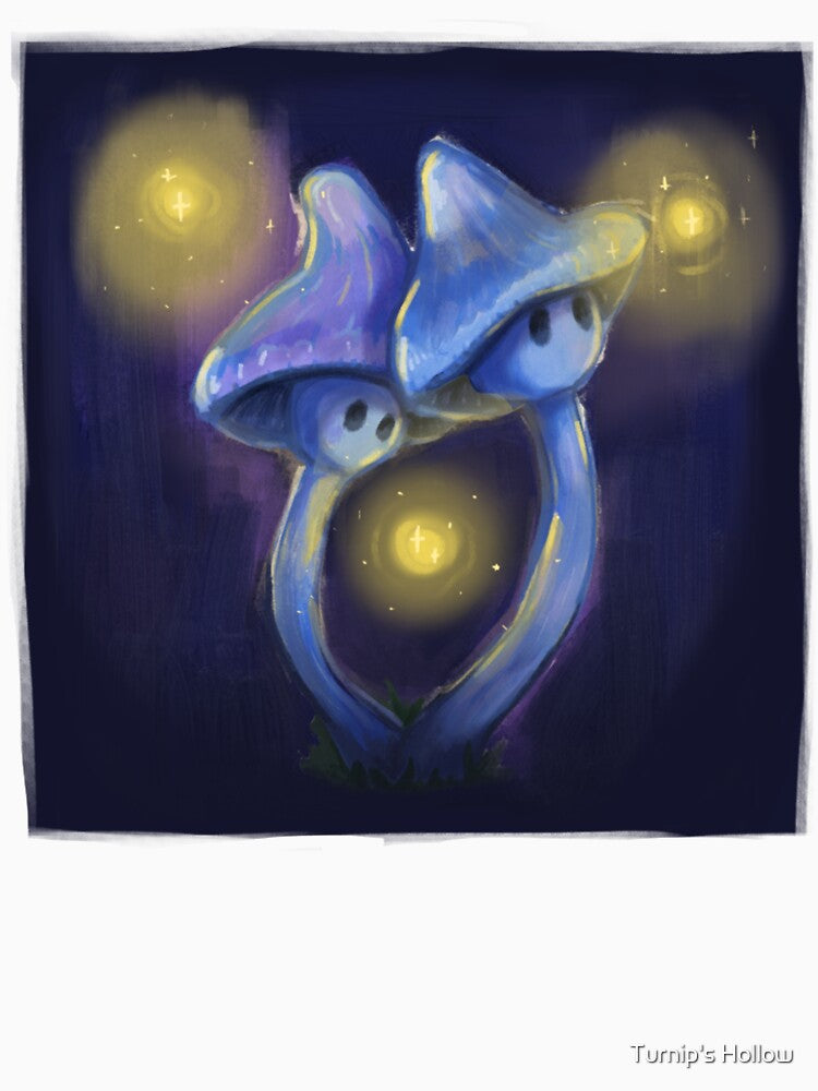 Midnight Mushroom Pals | Whimsical Glowing Fungi Art by Turnip's Hollow