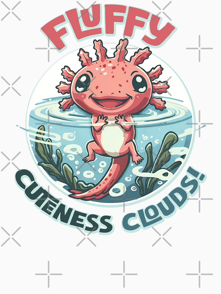 Fluffy cuteness clouds. Pink Axolotl, funny illustration. by Grygiel23