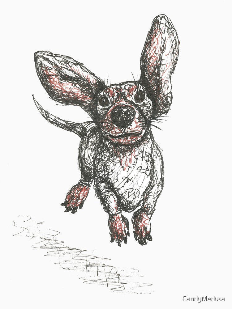 Dachshund running, pen and ink illustration. Sausage dog, doxie, weiner. by CandyMedusa