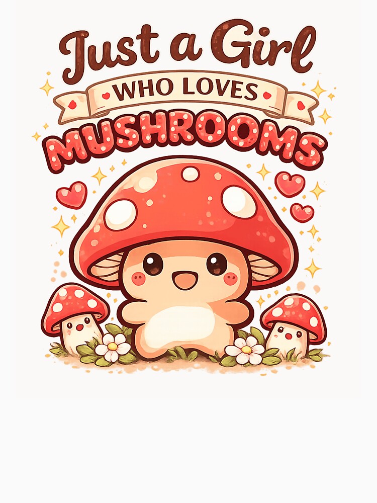 Cute Kawaii Mushroom Sticker & T-Shirt Design by RoPrincess