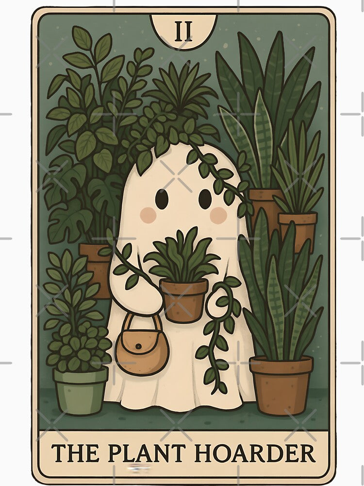 The Plant Hoarder – Cute Ghost Tarot Card by SONandMOONcreationsAU