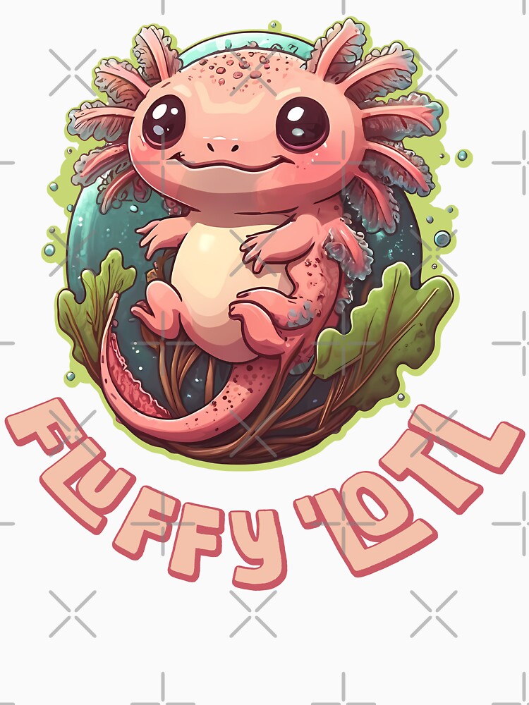 Fluffy a lotl. Pink Axolotl, funny illustration. by Grygiel23