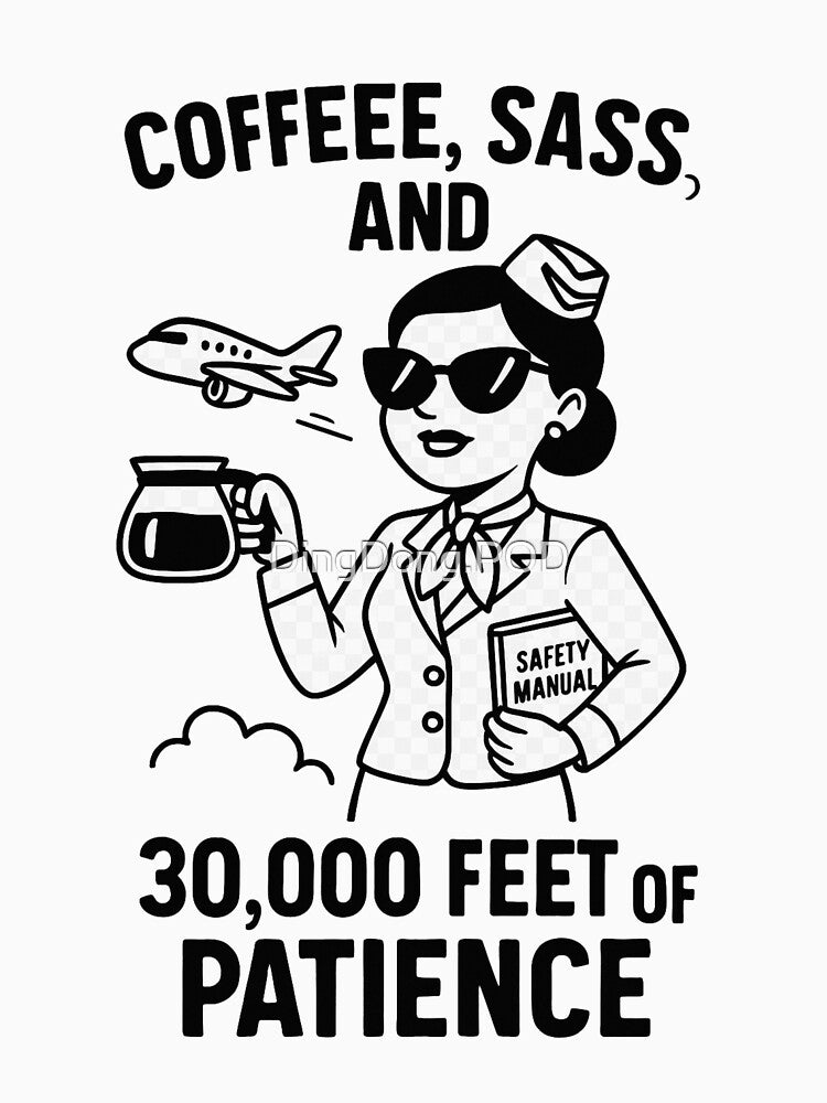 Coffee, Sass, and 30,000 Feet of Patience – Funny Flight Attendant by DingDong.POD