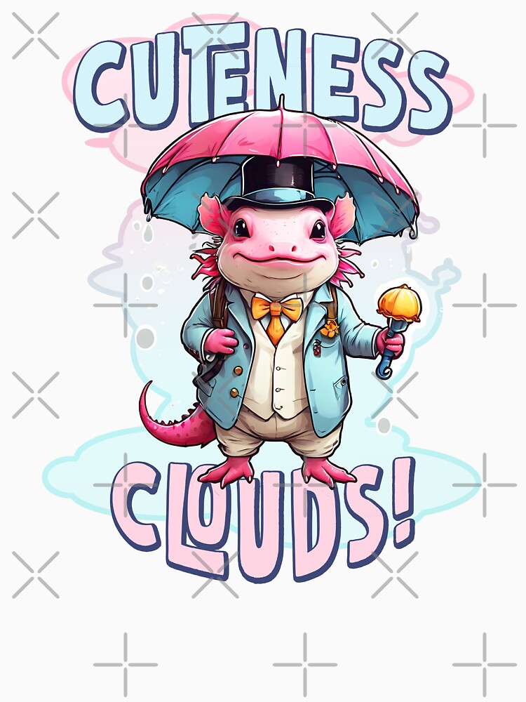 Cuteness Clouds! Pink Axolotl, funny illustration. by Grygiel23