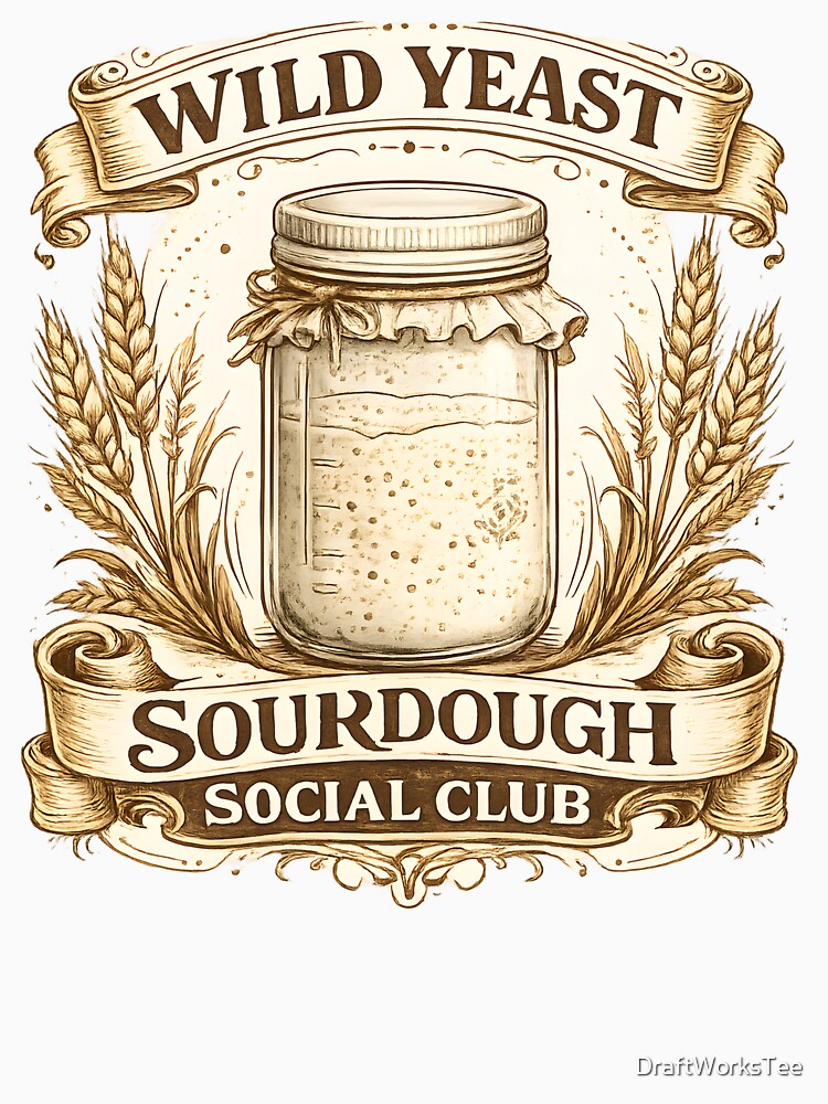 Wild Yeast Sourdough Social Club - Vintage Baker Heritage Badge Funny Sourdough Bread Graphic by DraftWorksTee