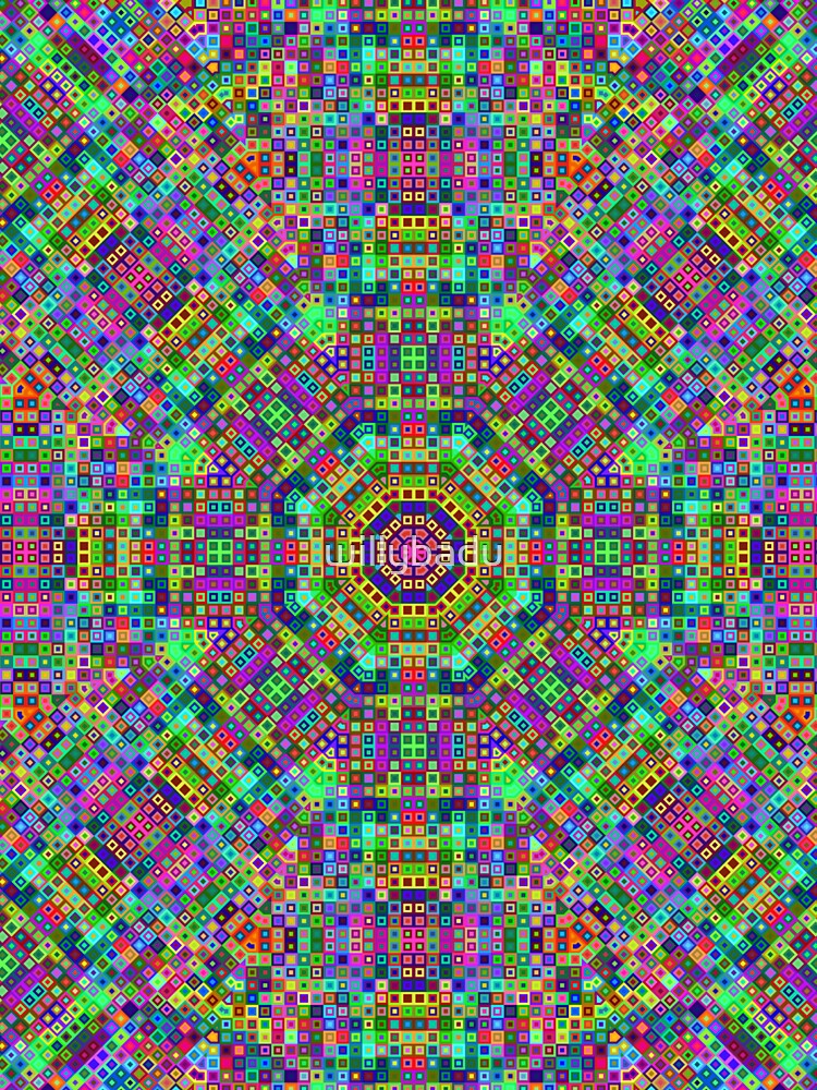 3D Micro Universe Blocks Rave Love Black Light Mandala by willybadu