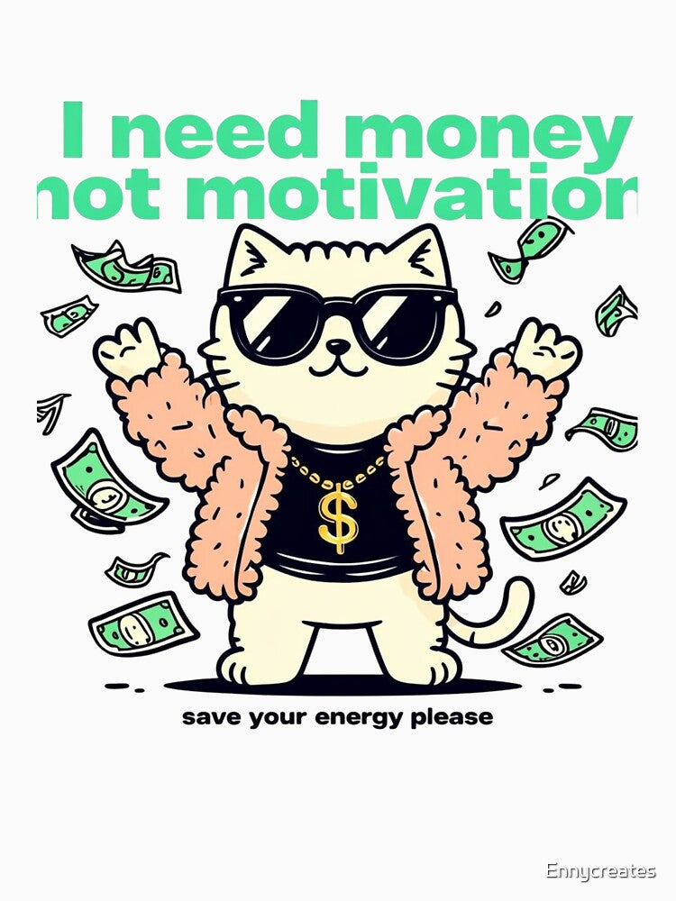 I need money not motivation funny hustle quote by Ennycreates