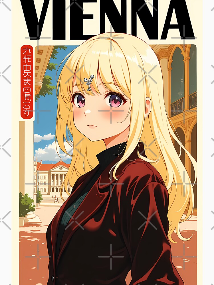 VIENNA Austria - 90s Retro Anime Travel Poster - Classical Dark Academia by ShadowsInk