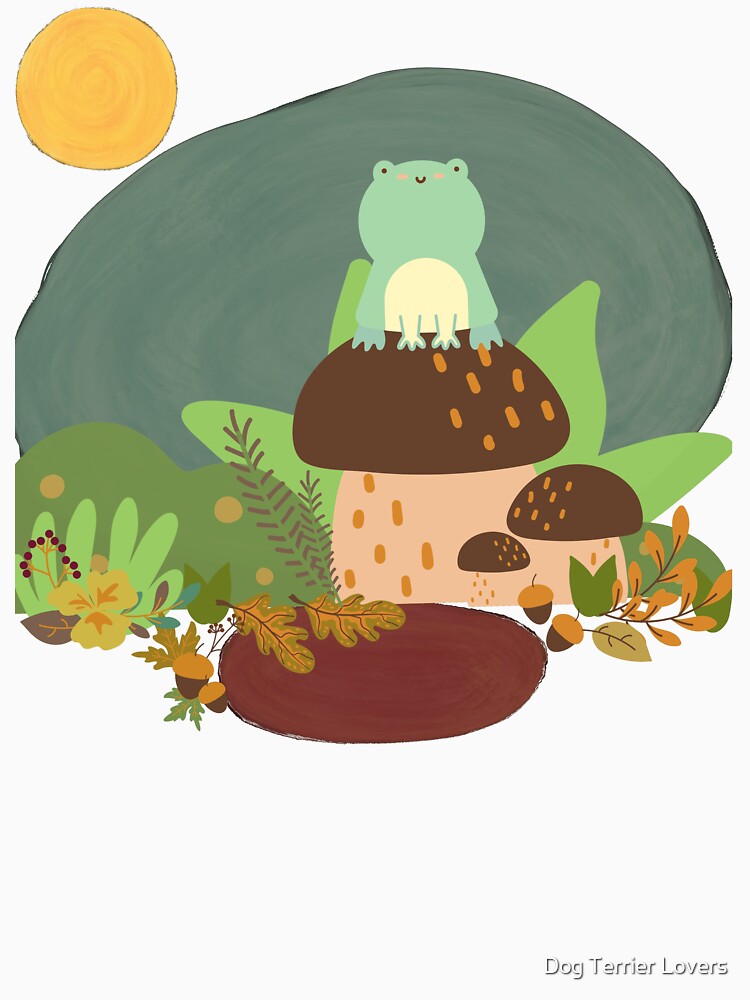 Frog on a Mushroom, Frog in a Fog by Dog Terrier Lovers