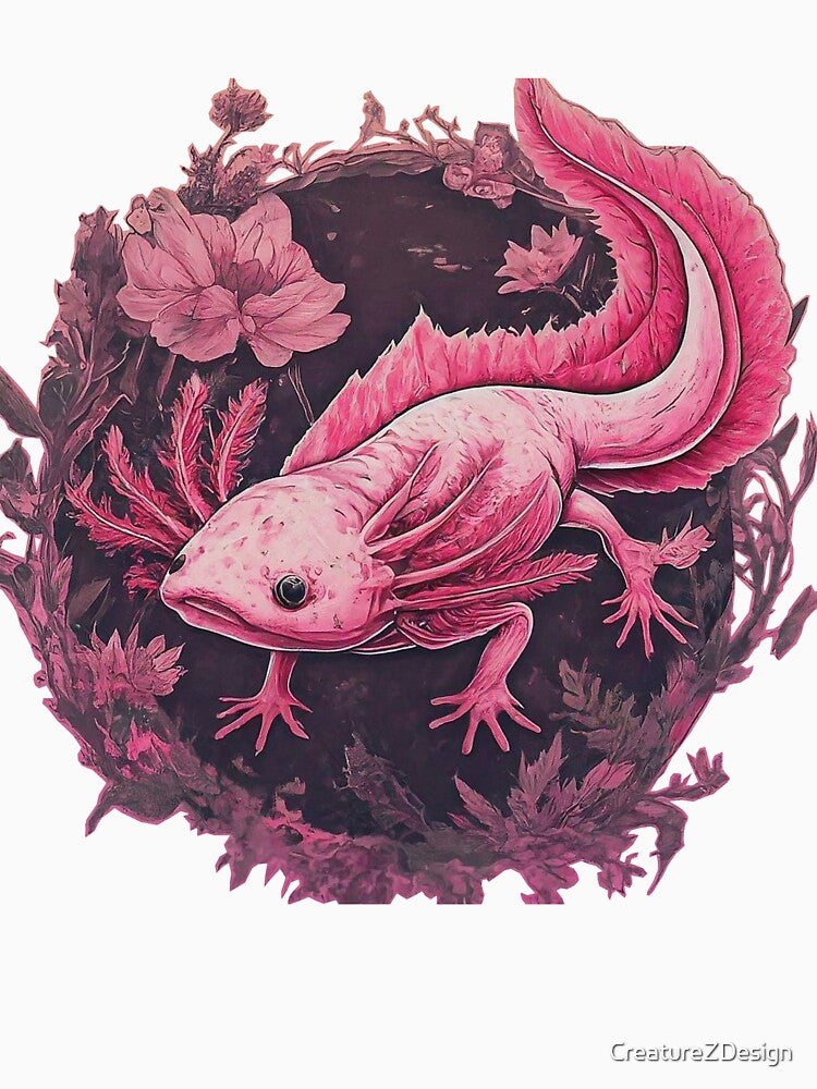 Floral Pastel Pink Axolotl by CreatureZDesign