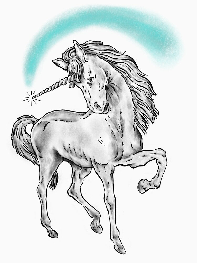 Unicorn Retro Art - Fantasy Mystical Whimsigoth Drawing by Arcane Orchid