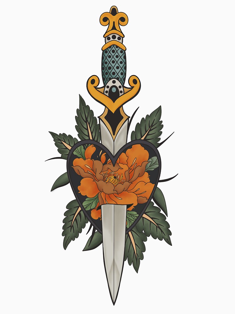 Gothic Sword and Heart Tattoo - Orange Version by Arcane Orchid