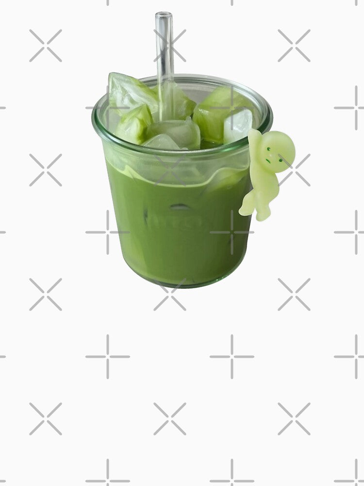 iced matcha latte with smiski by g0r0mi