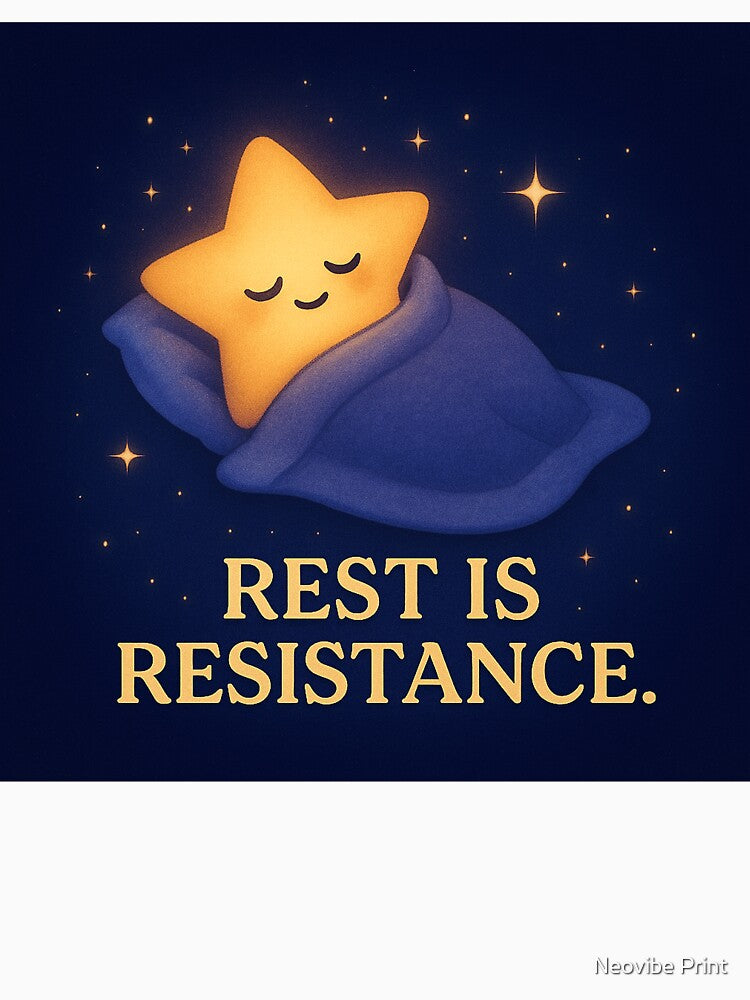 Rest Is Resistance - Cozy Star Mental Health Art by Neovibe Print