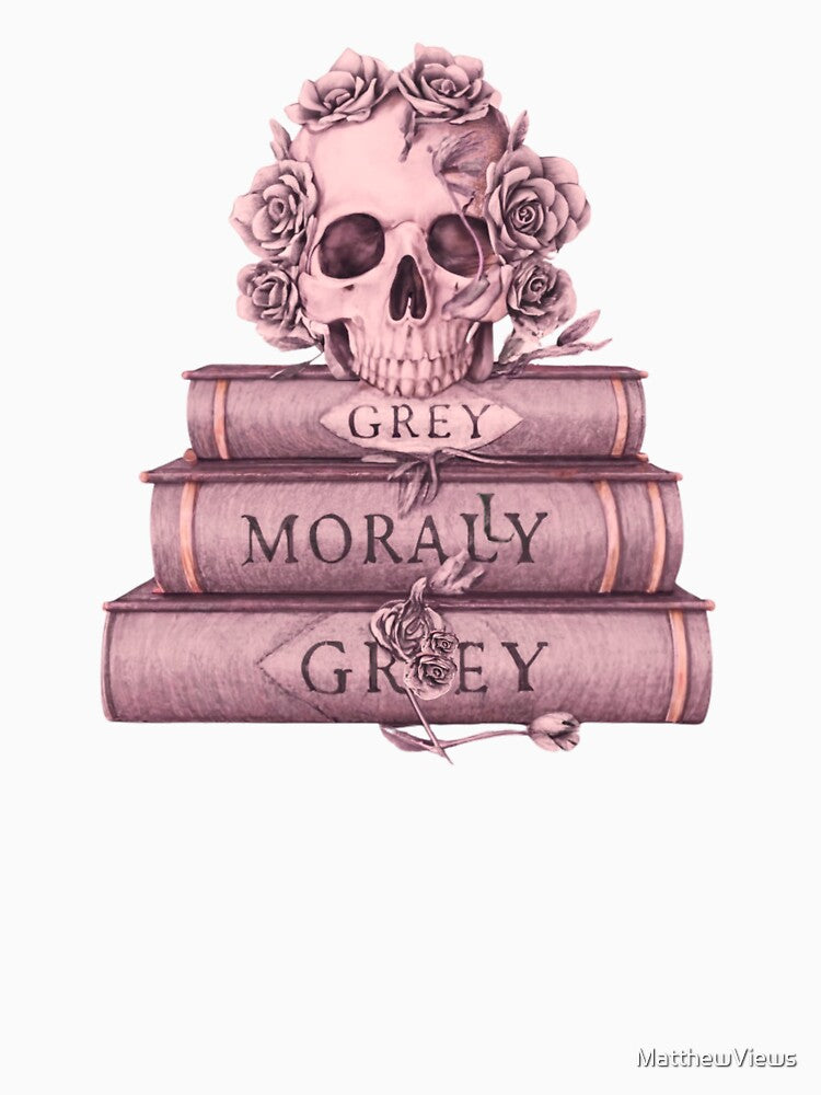 Morally Grey Dark Romance Books Funny Gifts for Dark Romance Readers Skull Cool With Roses by MatthewViews
