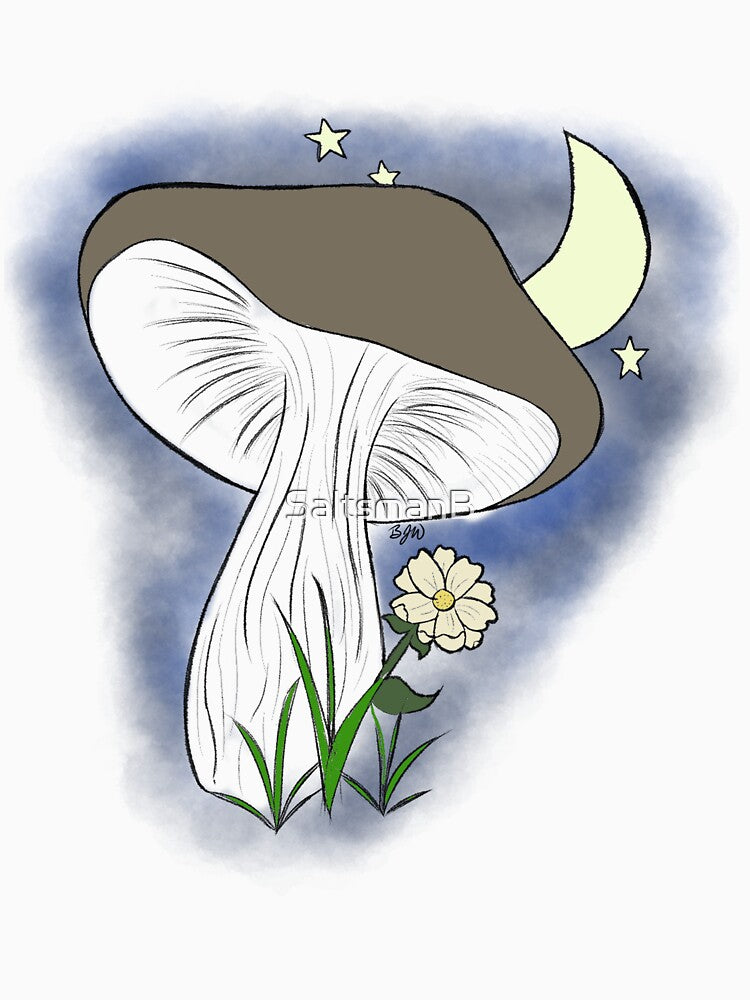 Mushroom with Flower by Brush of the Grove