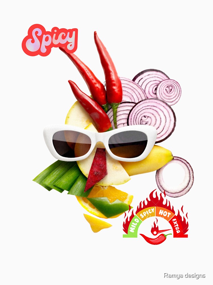 Spicy Cool Foodie Character | Funny Chili Pepper Design by Ramya designs