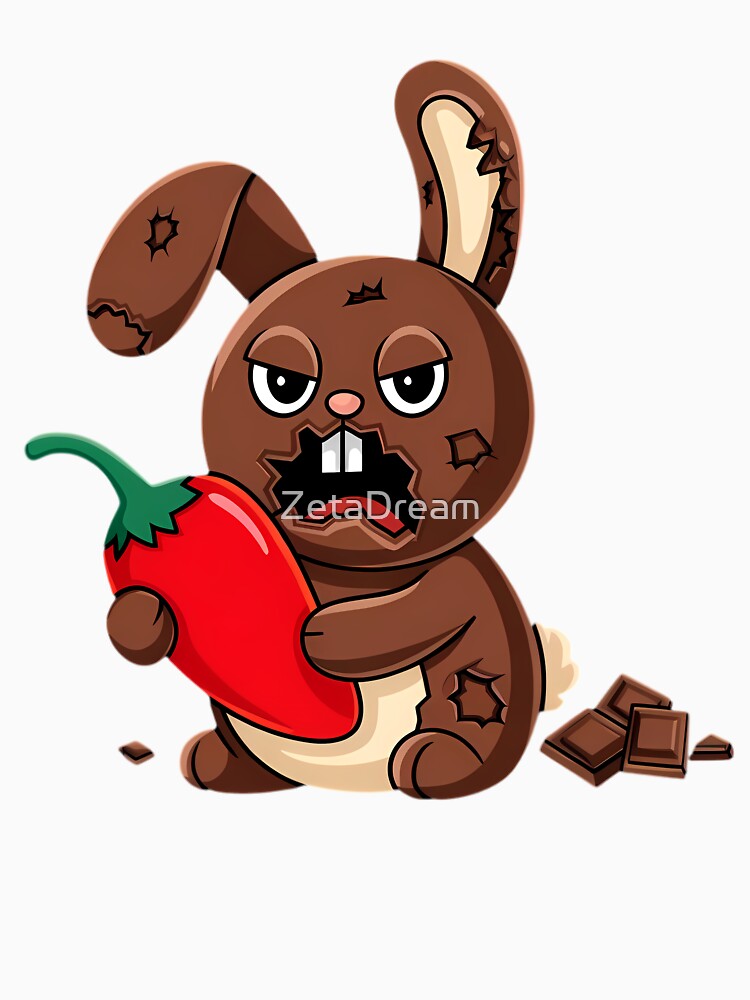 Angry Chocolate Bunny with Chili Pepper by ZetaDream
