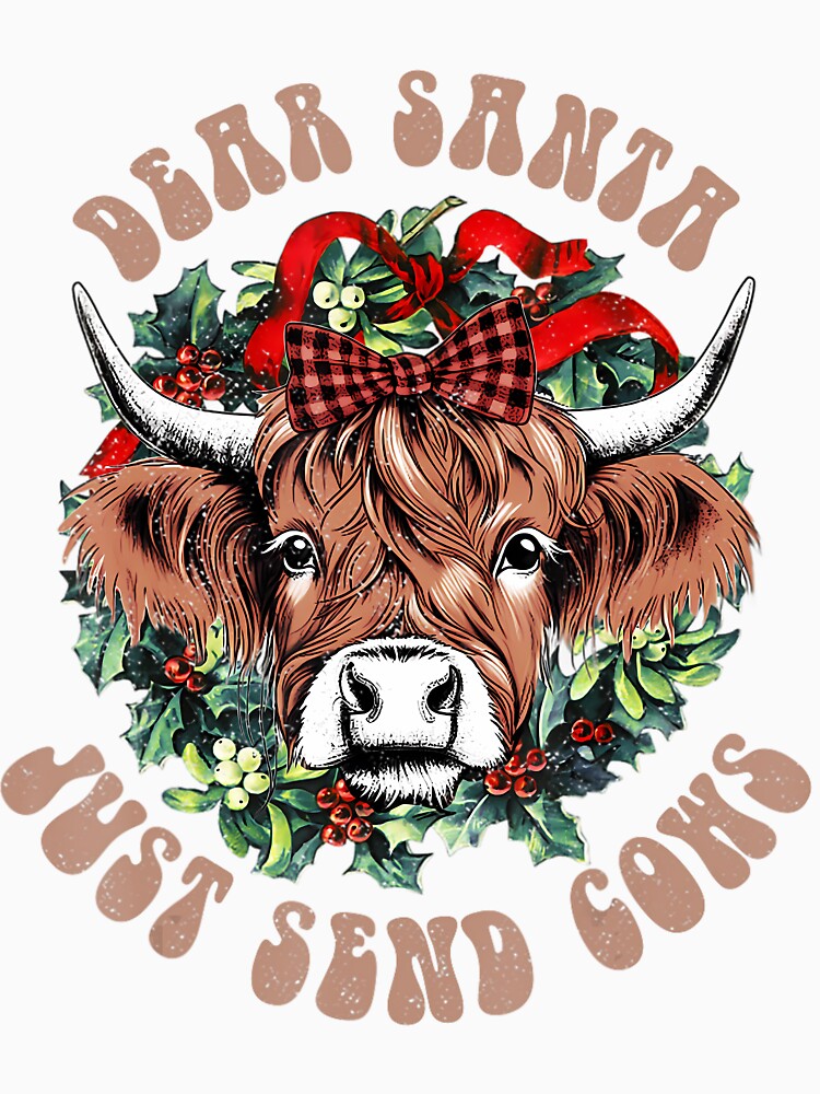 Merry Christmas Cute Highland Cow by OdysseyOracle