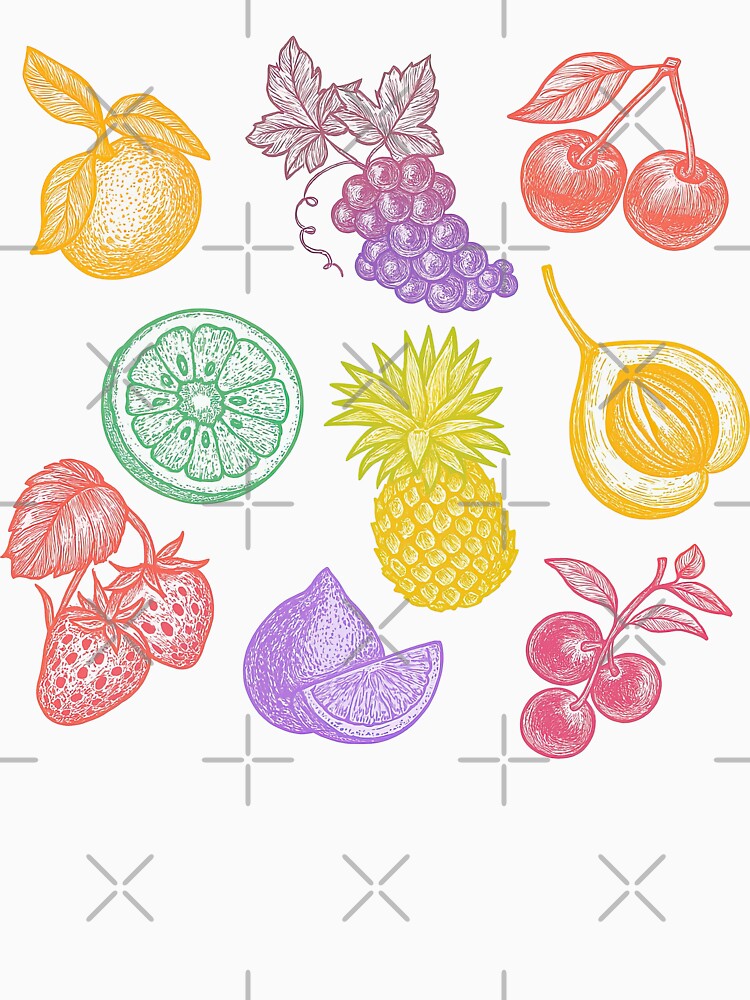 Colorful Vintage Fruit Sketch Illustration by ArtfulWeave