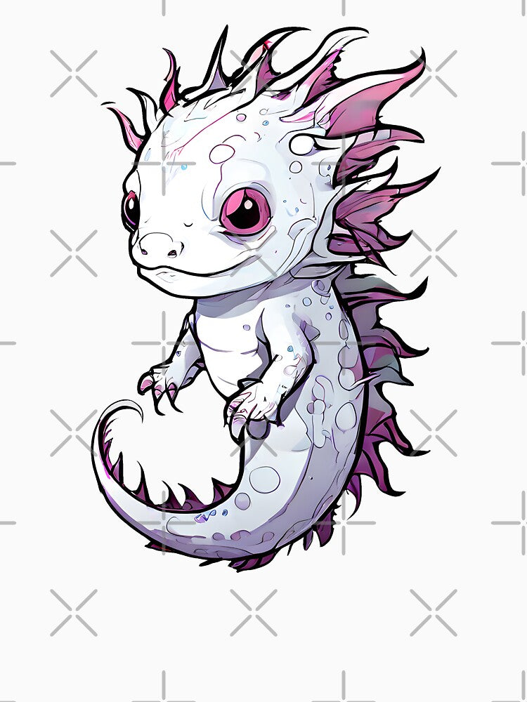 Cute Pink Axolotl with Bright Pink Fins Art by RetroPop23