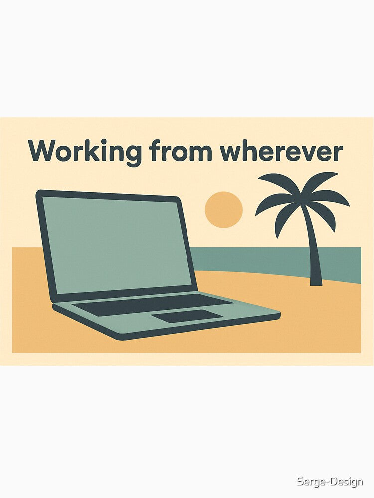 Laptop on Beach Postcard Style by Serge-Design
