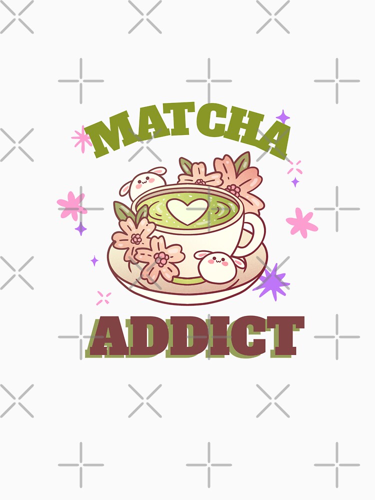 Matcha Addict – Cute Matcha Tea Lover Design with Bunnies and Flowers by chatzous