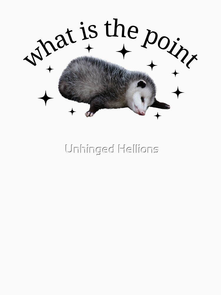 What Is The Point Funny Opossum Mental Health by Unhinged Hellions