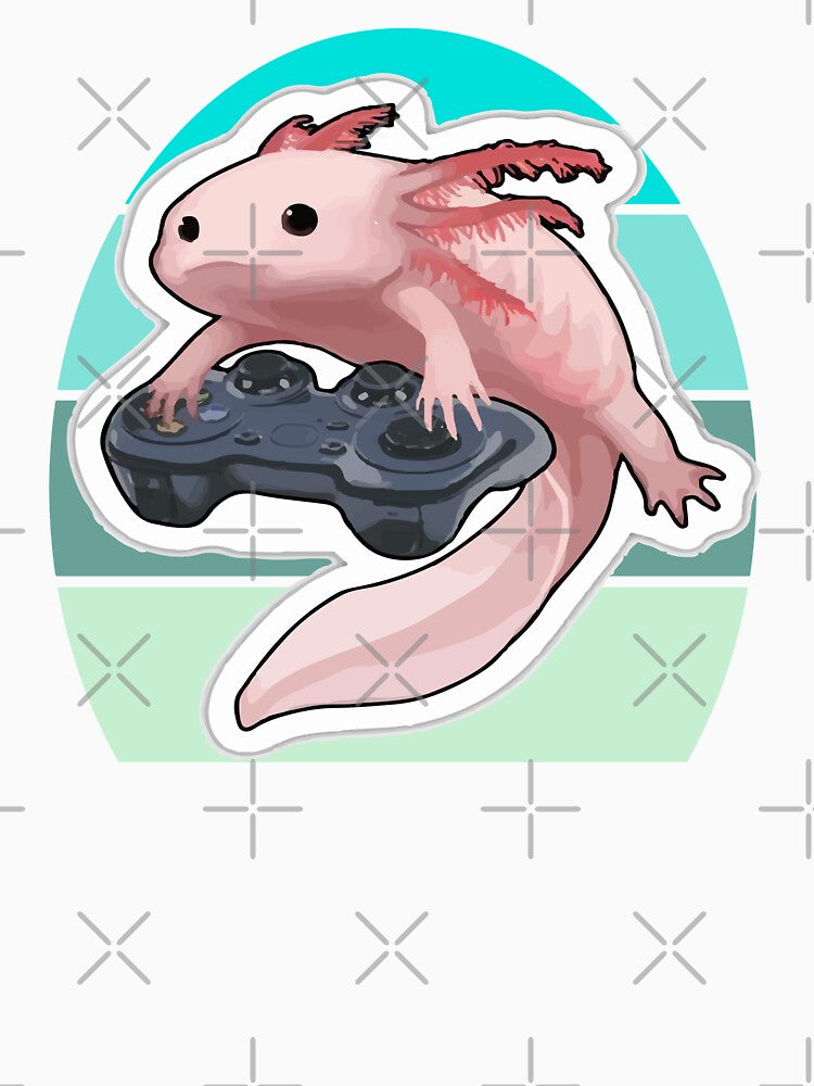 Axolotl Fish Playing Video Game White Axolotl Lizard Gamers by ZOUBAH