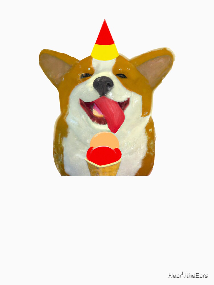 Birthday Corgi Eating Ice Cream by Hear4theEars