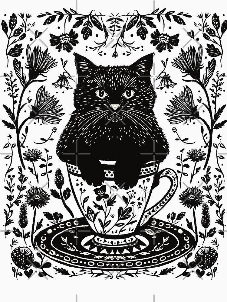 Black Cat in Teacup by daianaart
