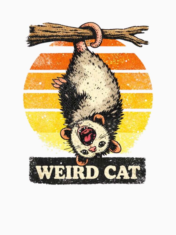 Weird Cat Opossum - Retro Sunset Funny Meme by JakubDesigns89