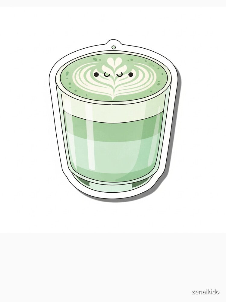 Cute Matcha Latte – Kawaii Green Tea Illustration by zenaikido