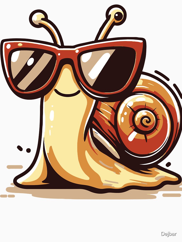 A cool snail wearing sunglasses while slowly moving forward. The design humorously celebrates slow living and relaxed personalities.1 by Dejbar