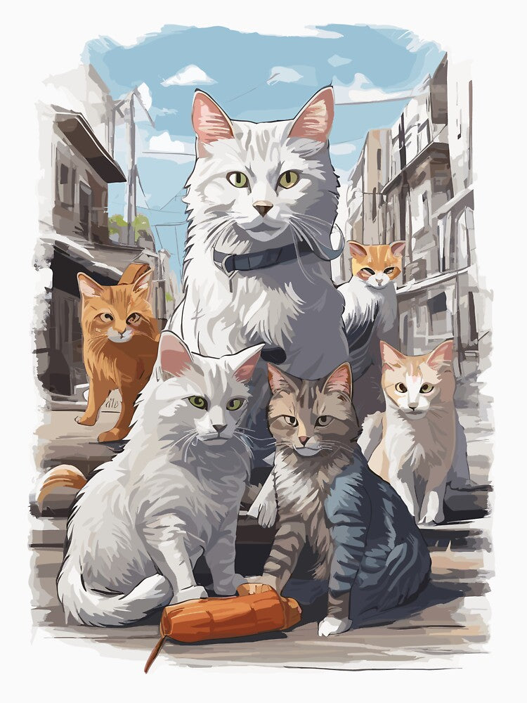 Urban Feline Vibes, Street Cats T-shirt Design by teedesigndaily