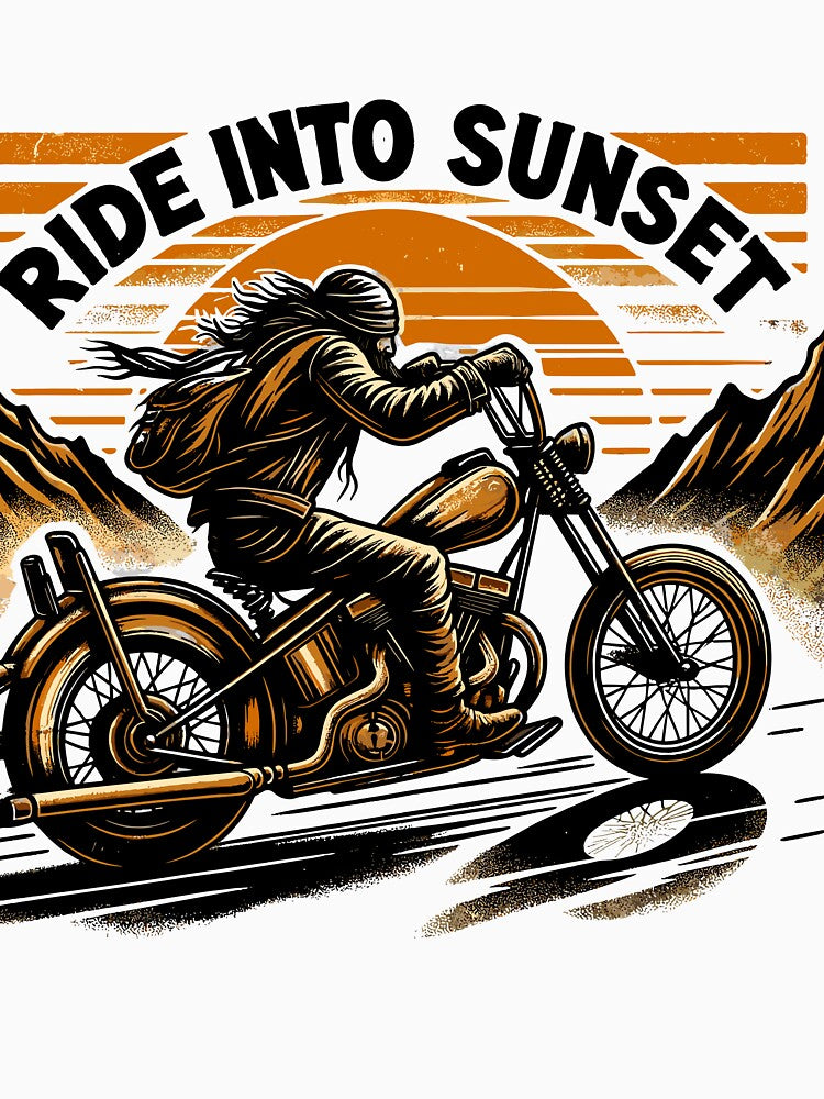 Ride Into the Sunset Biker Adventure by IWEARUWEAR